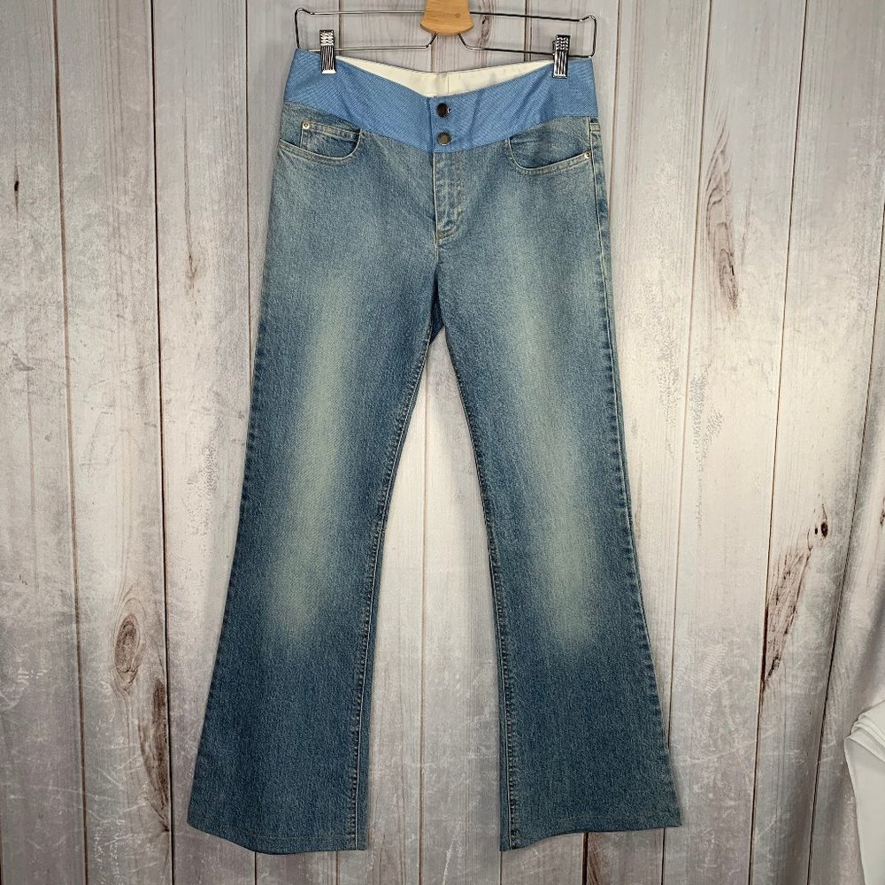 Alice + Olivia Boho Flare Jeans Linen Waistband